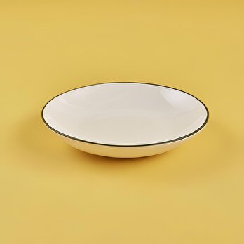 Allure Seramik Yemek Tabağı Beyaz-Yeşil (21 cm)