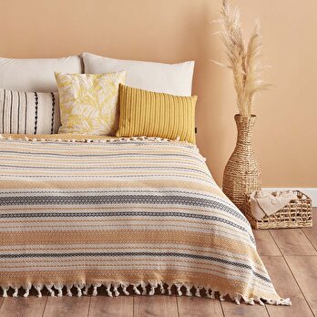 Linea Çift Kişilik Yatak Örtüsü Hardal (200x230)