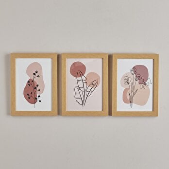 Minimal 3'lü Çerçeveli Tablo Naturel (21x30 cm)