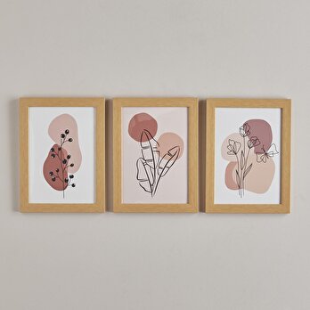 Minimal 3'lü Çerçeveli Tablo Naturel (21x30 cm)