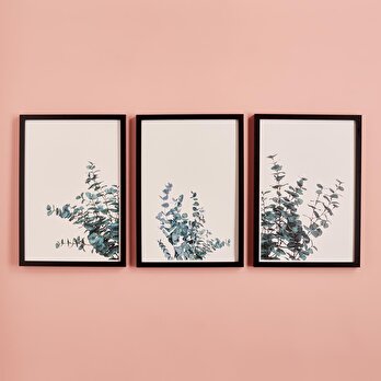 Ocaliptus 3'lü Çerçeveli Tablo Siyah (33x48 cm)