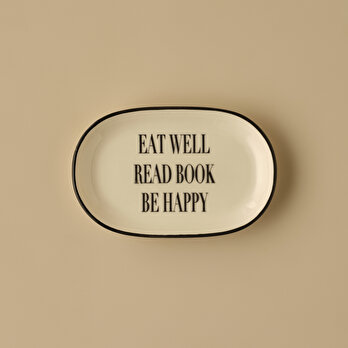 Book Lovers Stoneware Büyük Kayık Tabak Siyah (19,5x12,5 cm)