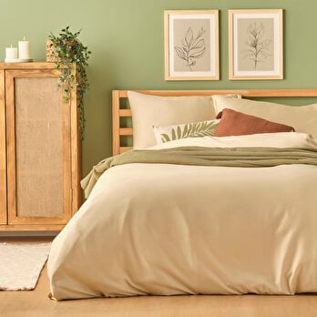 %100 Pamuk Saten Supreme Basic King Size Nevresim Seti Bej (240x220 cm)