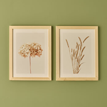 Pampas Ahşap Çerçeveli Tablo 2'li Naturel (30x40 cm)