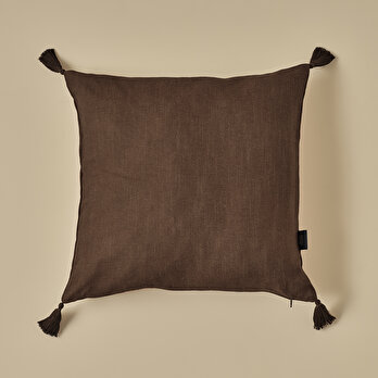 Toffee Keten Karışımlı Dekoratif Yastık Kahverengi (45x45 cm)
