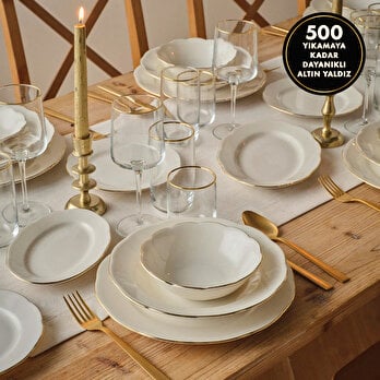 Clover Porselen 24 Parça 6 Kişilik Yemek Takımı Gold