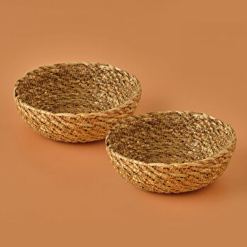 Carmen Hasır Sepet 2'li Naturel (15x4 cm)