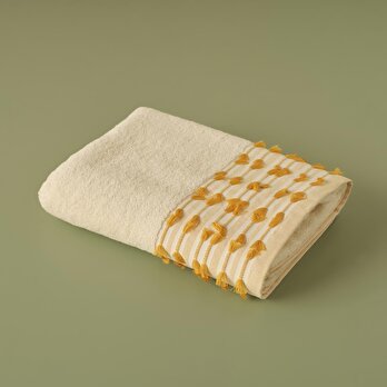 %100 Pamuk Tassel Banyo Havlusu Sarı (90x150 cm)