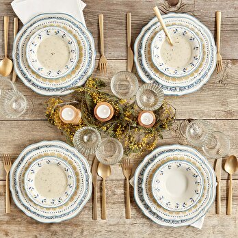 Mabel Stoneware 48 Parça 12 Kişilik Yemek Takımı Mavi