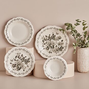 Isabella Stoneware 48 Parça 12 Kişilik Yemek Takımı Yeşil