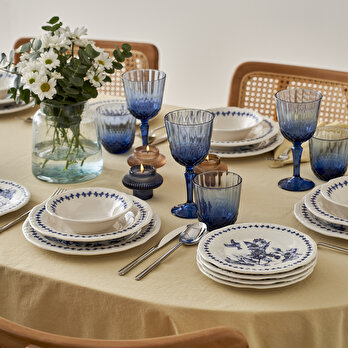 Vanessa Stoneware 48 Parça 12 Kişilik Yemek Takımı Mavi