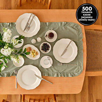 Clover Porselen 26 Parça 6 Kişilik Kahvaltı Takımı Silver