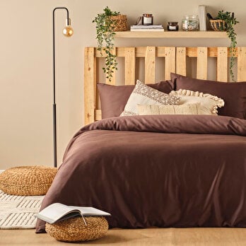 %100 Pamuk Saten Supreme Basic Çift Kişilik Nevresim Seti Kahverengi (200x220 cm)