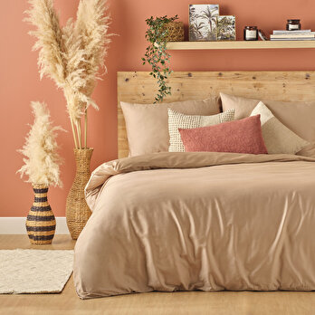 %100 Pamuk Saten Supreme Basic King Size Nevresim Seti Vizon (240x220 cm)