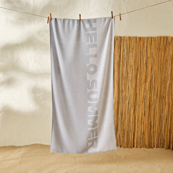 %100 Pamuk Hello Summer Plaj Havlusu Mavi (75x150 cm)