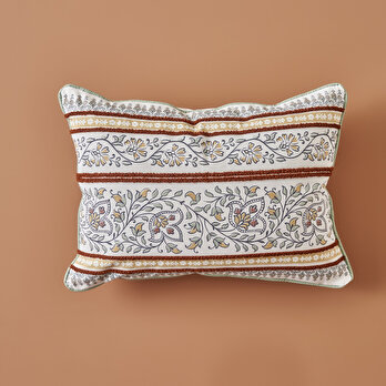 %100 Pamuk Indian Breeze Nakışlı Kırlent Kılıfı (35x50 cm)