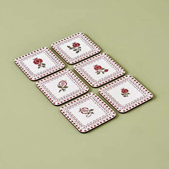 Jolly 6'lı Bardak Altlığı Kırmızı (10x10 cm)