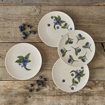 Blueberry Porselen 4'lü Pasta Tabağı Seti Mor (19 cm)