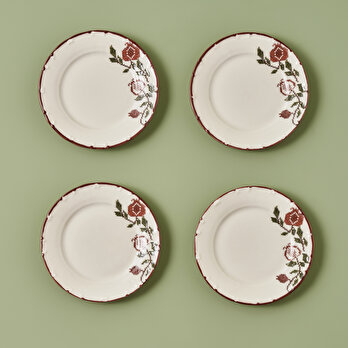 Jolly 4'lü Pasta Tabağı Kırmızı (21 cm)