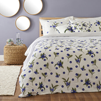 %100 Pamuk Ranforce Blueberry Tek Kişilik Nevresim Seti (160x220 cm)