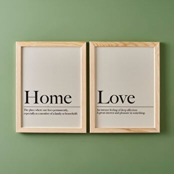 Home Love Çerçeveli Tablo 2'li Naturel (30x40 cm)