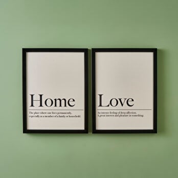 Home Love Çerçeveli Tablo 2'li Siyah (30x40 cm)