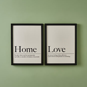 Home Love Çerçeveli Tablo 2'li Siyah (30x40 cm)