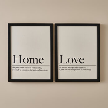Home Love Çerçeveli Tablo 2'li Siyah (21x30)