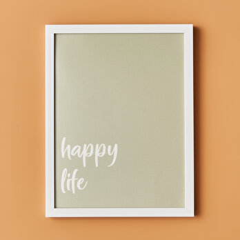 Happy Life Çerçeveli Tablo Beyaz (30x40 cm)