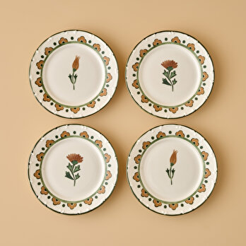 Tulip Porselen 4'lü Pasta Tabağı Seti (19 cm)