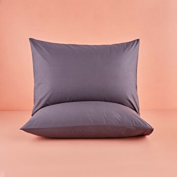 %100 Pamuk Saten Supreme 2'li Yastık Kılıfı Antrasit (50x70 cm)