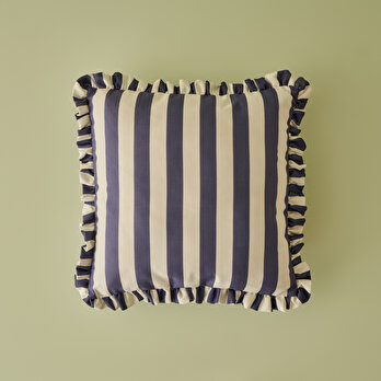 %100 Pamuk Line Fırfırlı Kırlent Kılıfı Mavi (43x43 cm)