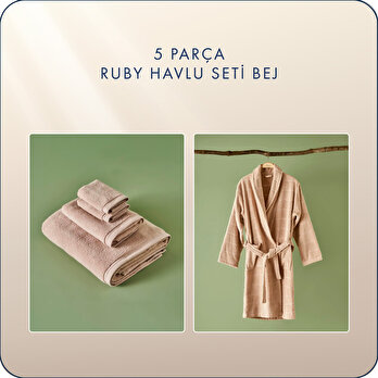 Ruby 5 Parça Havlu Seti Bej