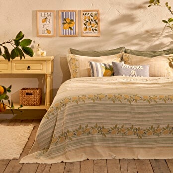 %100 Pamuk Lemoncello Çift Kişilik Yatak Örtüsü Seti (220x240 cm)