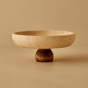 Ephesus Traverten Ayaklı Sunum Kasesi Naturel (25 cm)