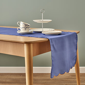 Marine Pamuklu Scallop Kenar Runner Mavi (50x150 cm)