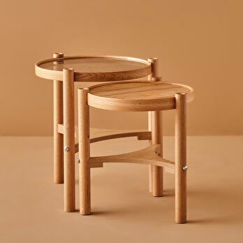 Bloom Camlı Zigon Sehpa Meşe (50x60-45x54 cm)