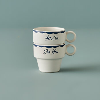 Marine Seramik 2'li Espresso Seti Mavi (105 cc)