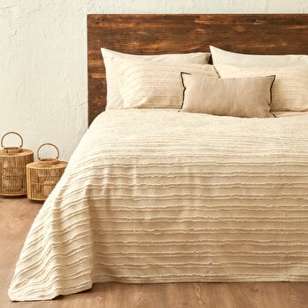 %100 Pamuk Bohemian Çift Kişilik Yatak Örtüsü Seti Krem (240x260 cm)