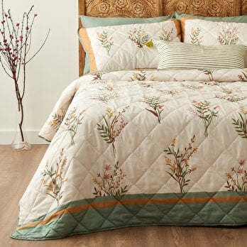 Flores Kapitoneli Çok Amaçlı Çift Kişilik Yatak Örtüsü Seti (240x220 cm)