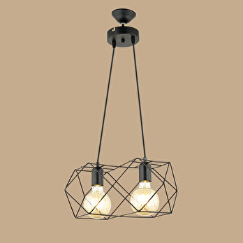 Celine 2'li Sıralı Sarkıt Avize Siyah (50x75 cm)
