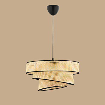 Levi 3 Katlı Rattan Sarkıt Naturel-Siyah (40x70 cm)