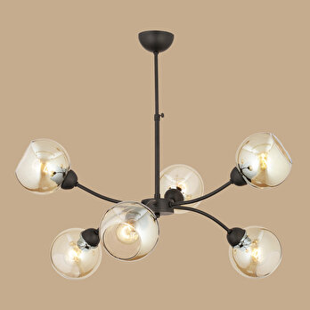 Leto 6'lı Avize Siyah (75x55 cm)