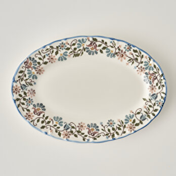 Vintage Porselen Bordürlü Kayık Tabak (30 cm)