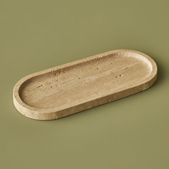 Ephesus Traverten Oval Dekoratif Tabak Naturel (12x28 cm)