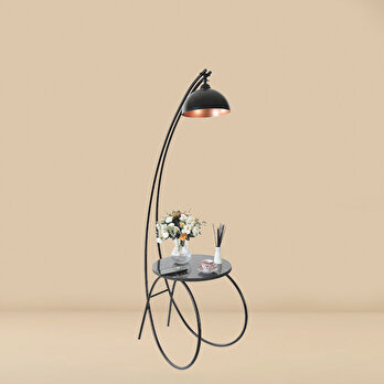 Emily Sehpalı Lambader Siyah Retro Başlıklı (64x165 cm)