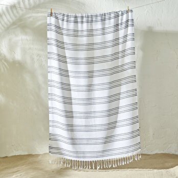 %100 Pamuk Stripe Peştamal Gri (90x160 cm)