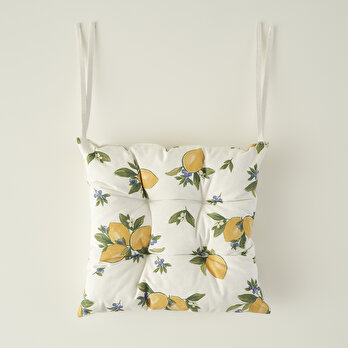 Lemoncello Yellow Baskılı Sandalye Minderi Sarı (40x40 cm)