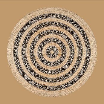 Lumaca Yuvarlak Kilim Naturel-Kahve (80x80 cm)
