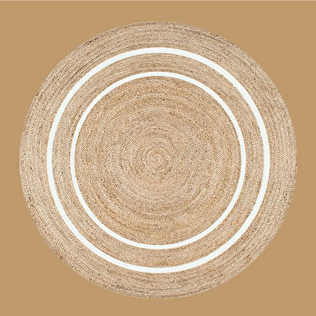 Round Yuvarlak Kilim Naturel-Beyaz (120x120 cm)